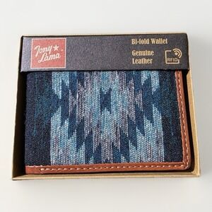 Tony Lama Men's Genuine Leather Bifold Wallet Aztec Pattern RFID NEW IN BOX